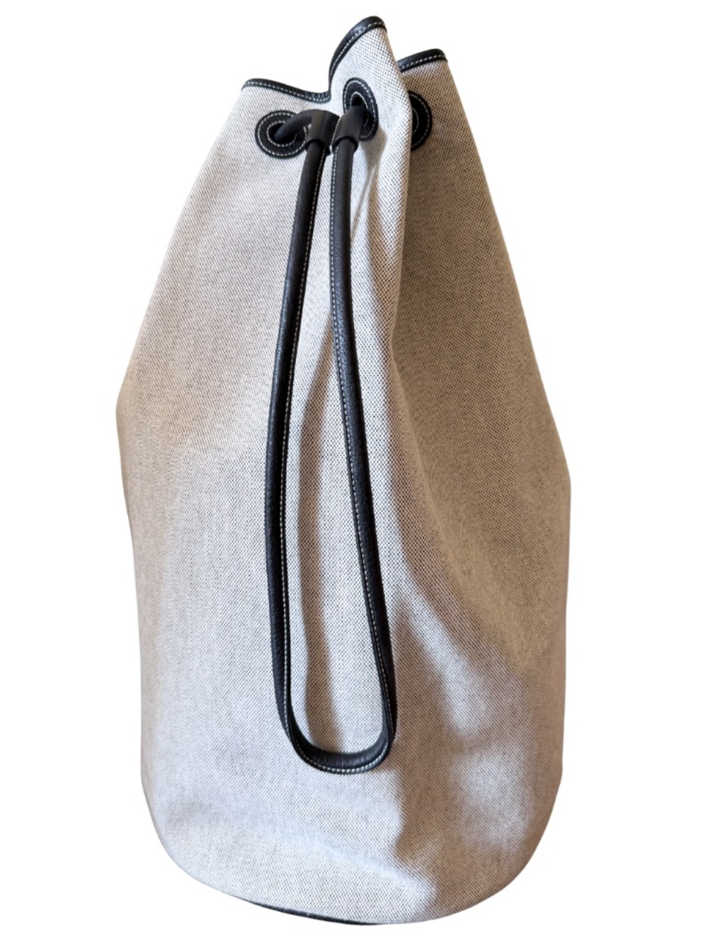 Hermès Market GM Large Bucket Bag Toile Canvas & Black Leather Crossbody